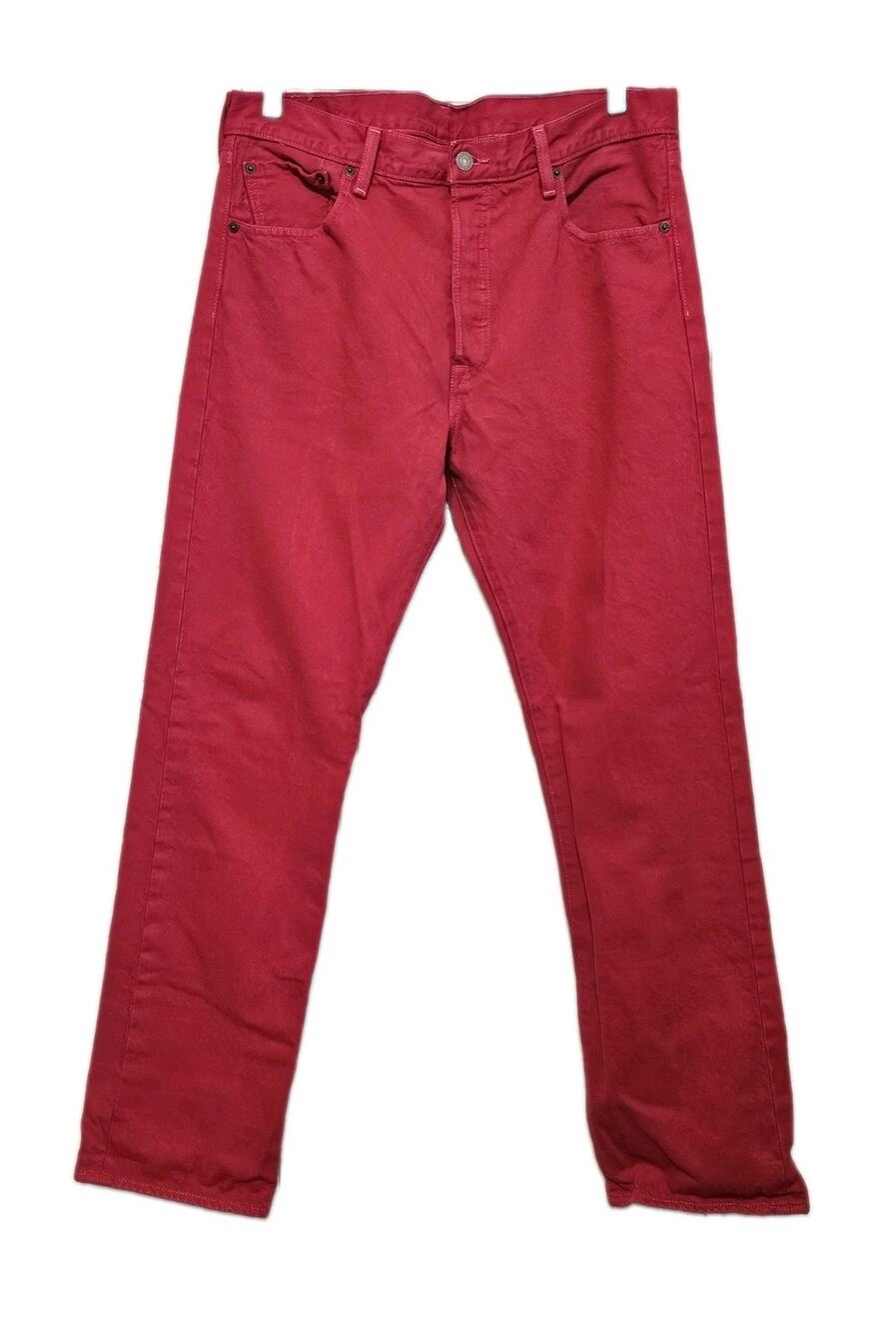 levis 501 34x32 Custom Dyed Fire Engine Red Denim Jeans